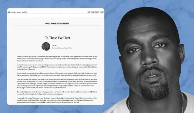 Kanye West’ten tam sayfa ilan vererek özür diledi