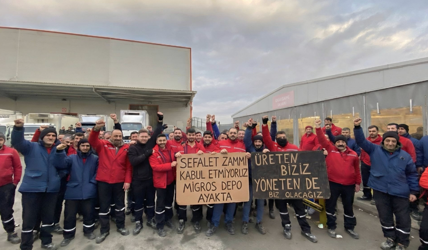 Migros depolarında direniş sürüyor