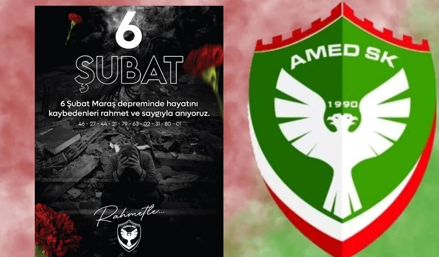 Amedspor’dan 6 Şubat anması: “Unutmadık, Unutmayacağız”