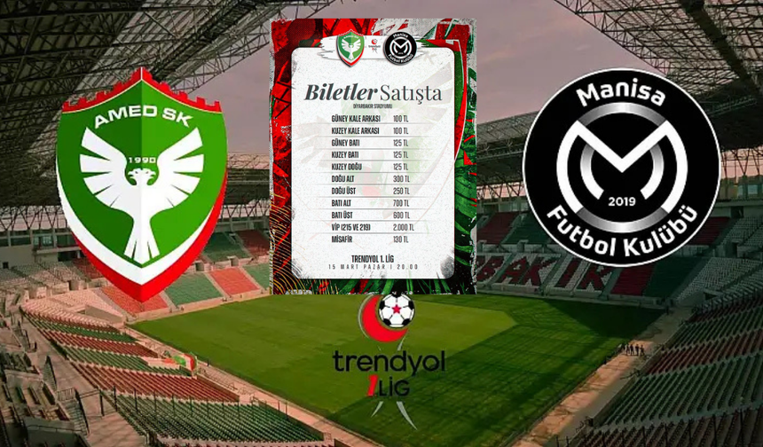 Amedspor – Manisa FK Maçı öncesi biletler satışta: Tribünler dolacak!
