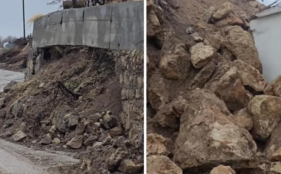 Diyarbakır’da istinat duvarı taziye evine çöktü