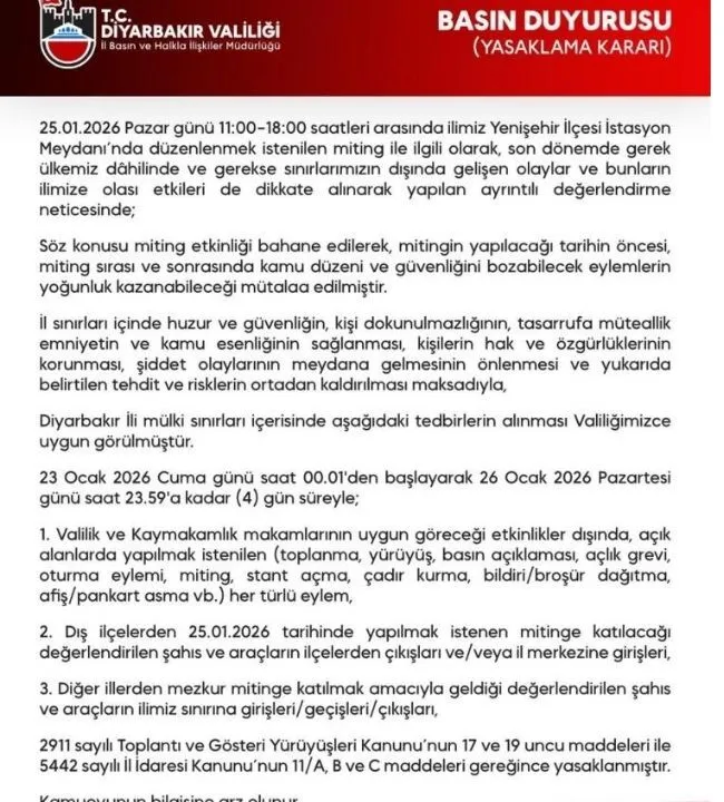 Diyarbakir Yuruyus Yasagi 1